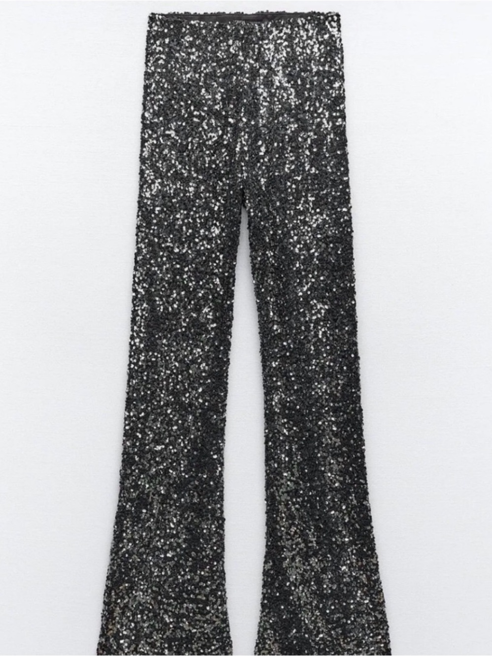 Zara Sequin Flare Pants - Dark Silver